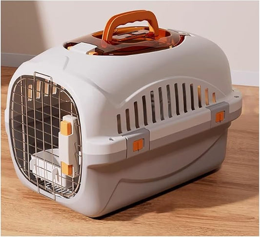 Dog Crate Cat Air Box Bag Portable Cage Dog Shipping Car(Gris)