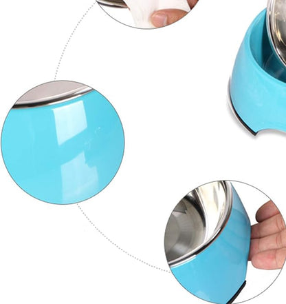 Pet Bowls Stainless Steel Dog Cat Pet Bowl Universal Pet Water and Food Bowls 4 Sizes and 5 Colors Available (L, Blue)