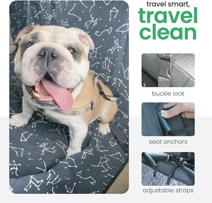 Molly Mutt 3-in-1 Back Seat Cover for Dogs, 100% Cotton Canvas Back Seat Hammock with Headrest Straps, Belt Slots, & Anchors, Non-Skid Cargo Area Cover, Machine Washable, No Harmful Chemicals, 56"x56"