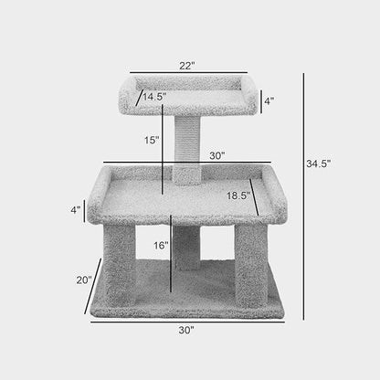 Maykoosh Southwestern Sanctuary Maine Coon Perch with Extra-Large Gray Cushioned Platform Heavy-Duty Sisal-Wrapped Support Posts and Reinforced Wooden Base Designed for Large Cats to Lounge Climb and