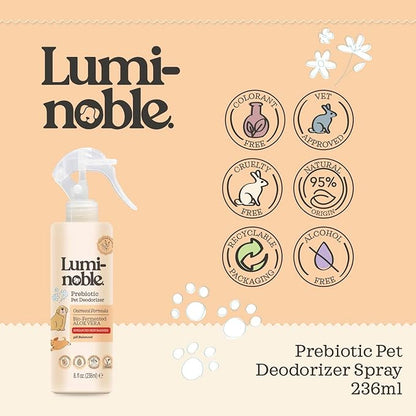 Prebiotic Dog Deodorizer Spray Perfume, Vanilla & Oatmeal Scented, Hypoallergenic Skin Care, Alcohol-Free Odor Remover for Dogs, Prebiotic Formula to Refresh & Hydrate Sensitive Skin & Coat, 8 oz
