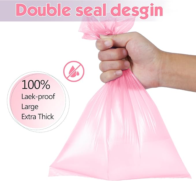 1140 Counts 57 Rolls Unscented Doggy Poop Bags, Leak-Proof, Easy Tear-Off, Pink (13 x 9 Inches)