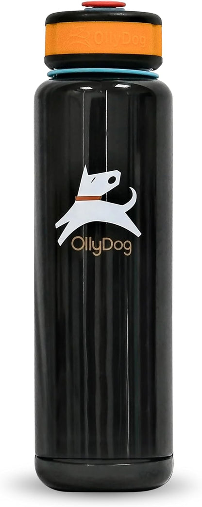 OllyDog OllyBottle, Dog Water Bottle with Detachable Bowl, No Spill Travel Bottle for Dogs, Wide Drinking Cup, BPA-Free Tritan, Easy Clean, Convenient for Walking & Hiking (1L, Chromatic)