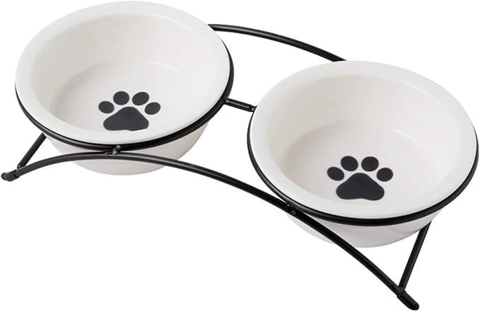 Cat & Dog Bowls - Ceramic Elevated Pet Raised Cat Food Bowls, 12 Ounce, Dishwasher Safe