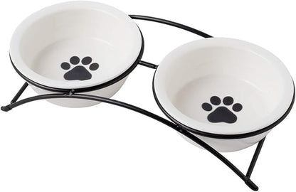 Cat & Dog Bowls - Ceramic Elevated Pet Raised Cat Food Bowls, 12 Ounce, Dishwasher Safe