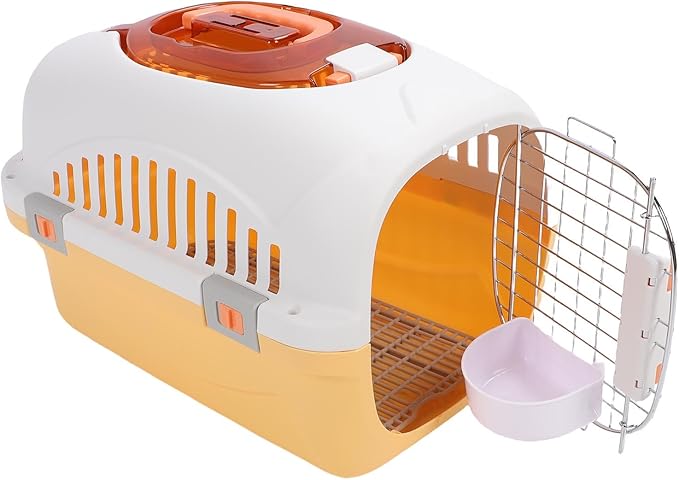 Plastic Pet Kennel Detachable Travel Dog Carrier Portable Cat Crate with Skylight Ventilation Handle for Small Pets Ideal for Vet Visits (Yellow)