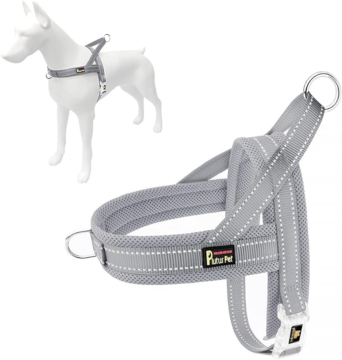 Plutus Pet No Pull Dog Harness with Breathable Mesh Padded, Adjustable Reflective Escape Proof Dog Harness, Quick Fit Dog Vest Harness for Small Medium Large Dogs(XXS, Gray)