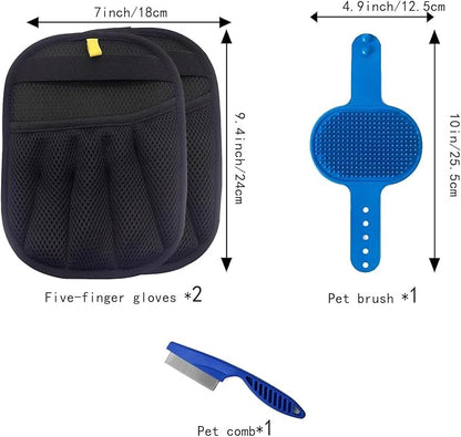 Pet Hair Removal Glove, Five-Finger Static pet Hair Gloves, Reusable cat and Dog pet Hair Removal Tools