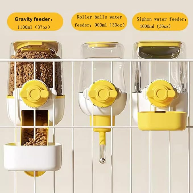 Pet Dog Cat Hanging Automatic Feeders, Auto Gravity Pet Feeder No Drip Water Set, Cage Pet Feeding Bowls Dispenser for Cats Dogs Puppy, Rabbit (Green)