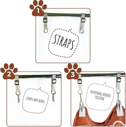 Paws n' Cradle Dog Grooming Hammock Harness for Dogs & Cats-Complete Kit with Adjustable Leg Fittings, Comb, Nail Clipper, File, Hook & Loop Strap, Adjustable Hanging Straps & Snap Hooks (Extra Large)