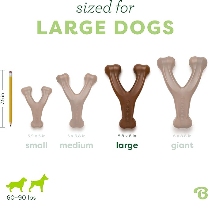 Benebone Wishbone Durable Dog Chew Toy for Aggressive Chewers, Real Peanut, Made in USA, Large