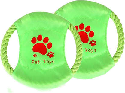 Dog Toys Flying Disc Rope Toy Chew Toys 2 Pack for Dogs Flying Discs Training Cotton Rope-Dog Toy Pack Set DT1-2P