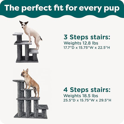 Furhaven Steady Paws Multi-Step Pet Stairs for High Beds & Sofas - Brown, 4-Step
