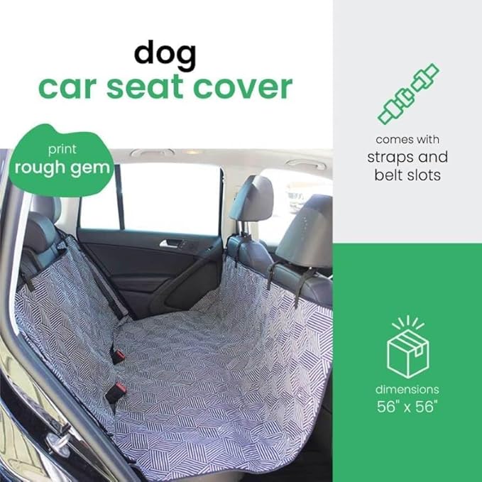 Molly Mutt 3-in-1 Back Seat Cover for Dogs, 100% Cotton Canvas Back Seat Hammock with Headrest Straps, Belt Slots, & Anchors, Non-Skid Cargo Area Cover, Machine Washable, No Harmful Chemicals, 56"x56"