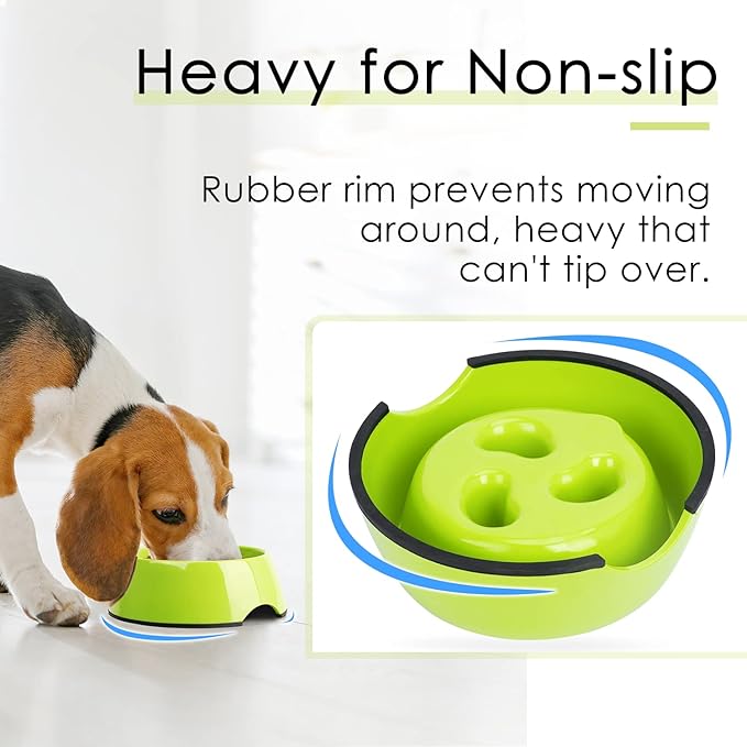 SUPERDESIGN Slow Feeder Dog Bowl Cat Bowl 1 Cup Slow Feeding Dog Bowl for Small Medium Breed Anti Gulping Healthy Eating Interactive Bloat Stop Alternative Non Slip Puzzle Dog Food Bowl, Green