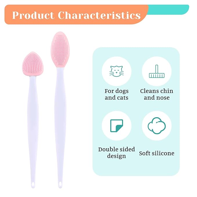 4Pcs Cat Acne Chin Treatment, Cat Acne Brush Set, Black Seed Exfoliating Brush, Dual Sided Silicone Cat Brush, for Cats Chin Acne and Blackhead Exfoliation
