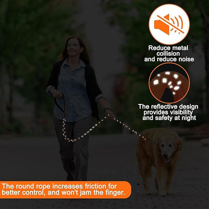HOMIMP Chew Proof Dog Leash for Medium Large Dogs, Reflective 6 FT Heavy Duty Metal Chain Dog Leashes with Soft Padded Handle, Anti Bite Durable Rope Leashes for Pitbull, Non Chewable