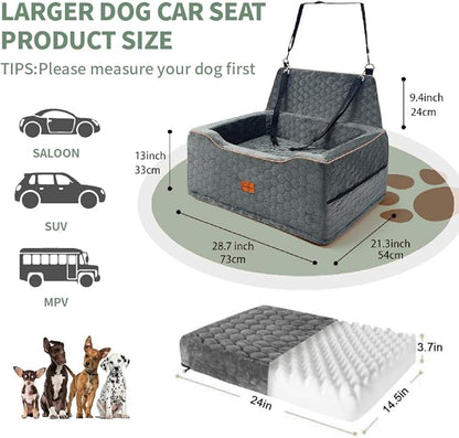 Dog Car Seat Medium Sized Dog Under 60 Lbs, Large dogBed for Car Back Seat, Booster Seat for 2 Small Dogs,PortableDog Travel Accessories