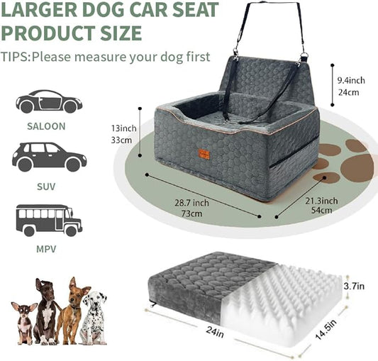 Dog Car Seat Medium Sized Dog Under 60 Lbs, Large dogBed for Car Back Seat, Booster Seat for 2 Small Dogs,PortableDog Travel Accessories