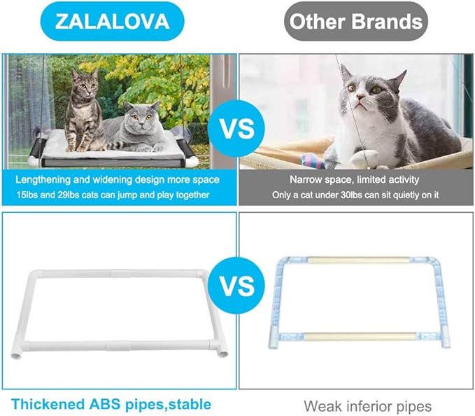 ZALALOVA Cat Window Perch Seat Large Sturdy Cat Beds Fleece Blanket 2026 Latest Screw Suction Cups Resting with Blanket (Grey)