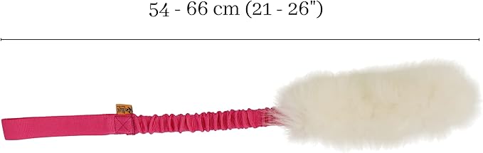 Dingo Dog Toy - Sheepskin tug with Pink Bungee, Agility Motivation Reward tug for Training and Fun 15580