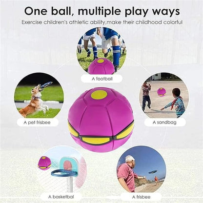 UFO Stomp Magic Ball, Portable Pet Toy Flying Saucer Balls, Creative Doggy Disc Ball, Decompression Flying Flat Throw Dog Balls Toy for Childrens Kids Sports, Outdoor Games(Purple)