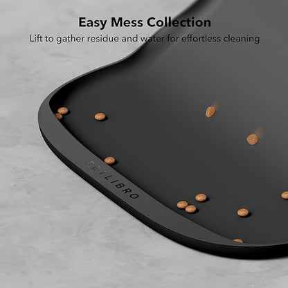 PETLIBRO Dog Food Mat, Keep Floors Clean Under Food & Water Bowls, Non-Slip Waterproof Mat for Automatic Feeders & Cat Water Fountains, 22” x 16.5”, Black