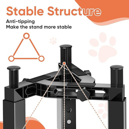 XIAZ Dog Bowl Stand Elevated Food Water Bowl Holder for Large Medium Small Sized Dog, Heights&Width Adjustable, Non-Slip, Durable, Elevated Feeding Bowl Stand for All Dogs Bowls (Stand Only)
