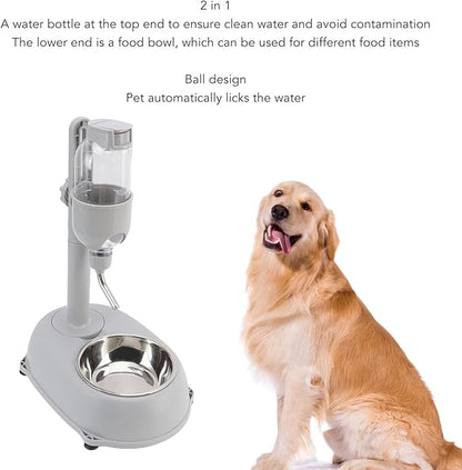 Yosoo Health Gear Pet Automatic Water Feeder Standing Water Dispenser Bowl, 500ml Detachable Adjustable Small Dog Cat Feeding Water Bowl Set, 11 * 7.7 * 15.4 in Automatic Water Food Feeder Bowl Stand