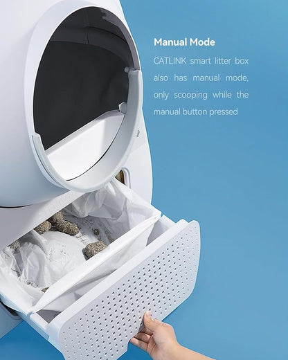 CATLINK Self-Cleaning Litter Box for Multiple Cats – Large Capacity, Double Odor Control, Supports Pets 3.5–22 lbs (Young Version)