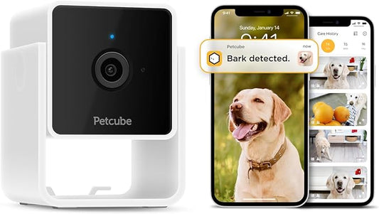 Petcube Cam and Care Coverage Subscription | Indoor Wi-Fi Pet and Security Camera with Phone App, Cats and Dogs Monitor with 2-Way Audio and Video, Night Vision