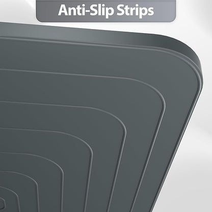Silicone Dog Food Mat, Waterproof Anti-Slip Pet Feeding Mat with Warped Resistant Raised Edge,Spill-Proof Lip Floor Protection,Dishwasher-Safe Pet Placemat for Dogs & Cats(M 20" x 14" Gray)