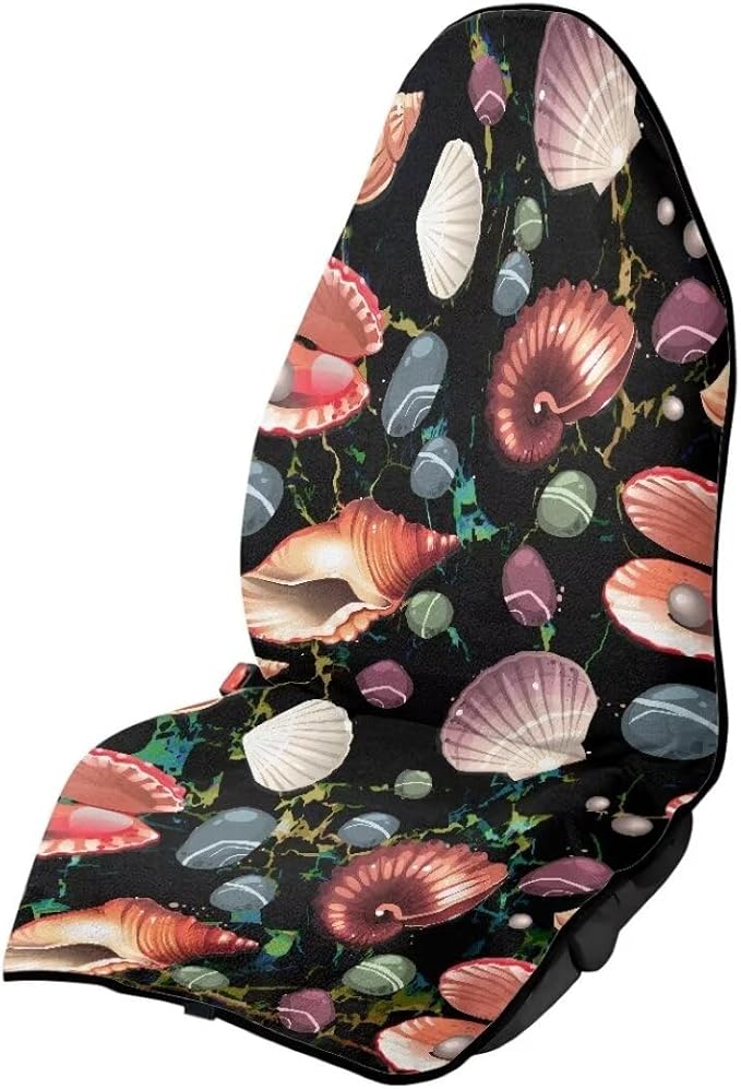 Coldinair Ocean Shell Towel Seat Covers for Cars,SUVs,Trucks,Waterproof Sweating Car Front Seat Protector Cover Universal Fit