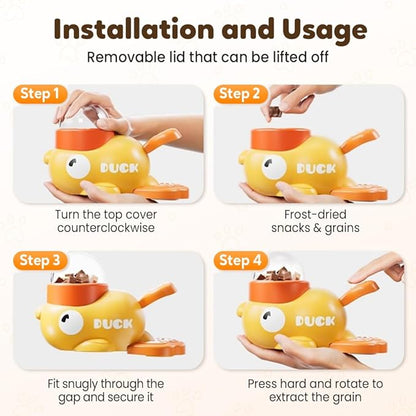 Dog Interactive Treat Dispenser, 2026 New Yellow Duck Cat Treat Dispenser, Interactive Dog Food Dispenser with Button, Dog Food Slow Treat Feeding Dispenser for Small & Large Cats Dogs (2)