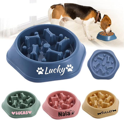 Personalized Slow Feeder Dog Bowl, Non-Slip, Customizable, 7.4 in x 2 in x 9.4 in