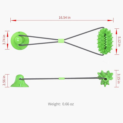 Guardians Dog Chew Toy with Suction Cup for Aggressive Chewers, Puppy Training Treats Food Dispensing Toothbrush Pet Teeth Cleaning Rope Toys for Small Medium Dogs (Green Cactus)