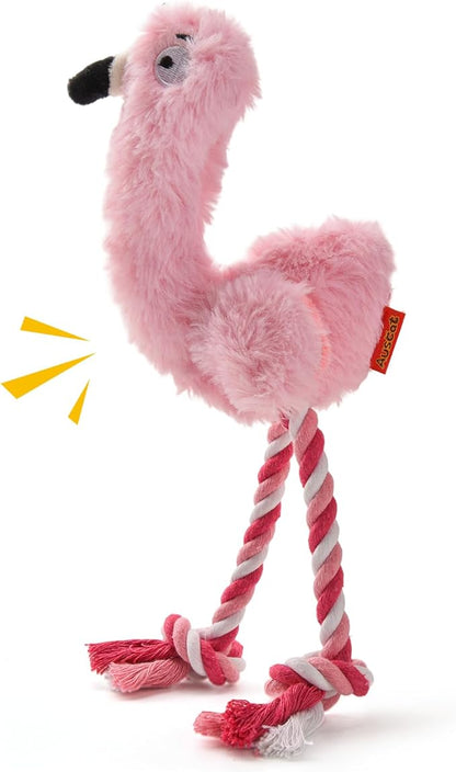 AUSCAT Plush Dog Rope Toy, Durable Squeaky Dog Toys for Puppy Small Medium Dogs (Not for Aggressive Chewers), Crocodile & Giraffe & Flamingo