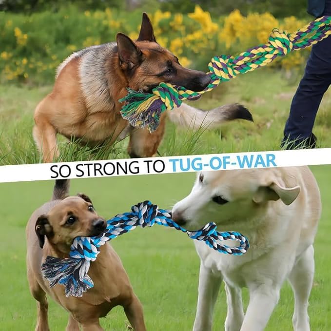 2 Pack Dog Rope Toy for Large Breed Aggressive Chewers, Nearly Indestructible Chew Rope Tug of War Toy, Interactive Toy for Boredom, Teeth Cleaning, 21.65 inch / 13.8 oz