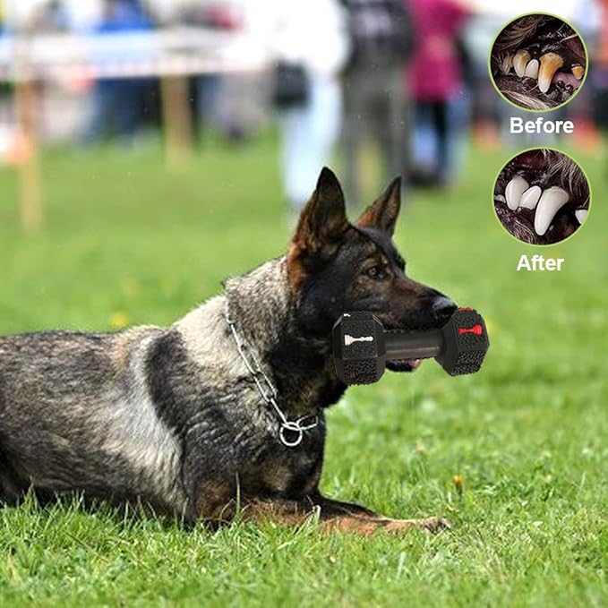 Dog Chew Toys for Aggressive Chewers Indestructible Dog Toys Tough Natural Rubber Dumbbell Toy for Small Medium Large Dogs XLarge Black