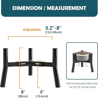 SHAINFUN Adjustable Elevated Dog Bowls Stand Compatible with 6 to 8 inch Wide Raised Stand with Metal Material for Medium and Small Sized Dogs (Bowl Not Included)