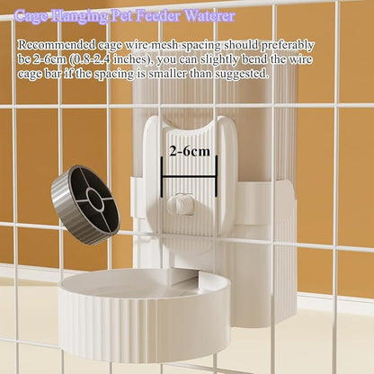 Automatic Replenish Pet Waterer, 1L Capacity Auto Siphon Gravity Cage Hanging Water Dispenser Set for Dog and Cat Small Animals, Removable Pet Water Bottle Water Container (Waterer, Grey)