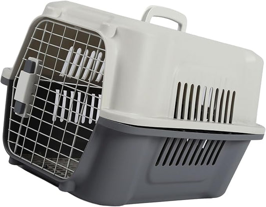 FILFEEL Lockable Hard Plastic Dog Carrier with Ventilated Design, Spacious Travel Pet Carrier for Small Dogs and Cats - Foldable Handle for Easy Carrying