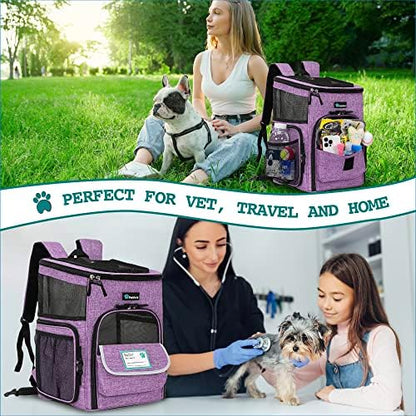 PetAmi Dog Backpack Carrier, Airline Approved 4-Way Entry Cat Bag, Purple - Image 7