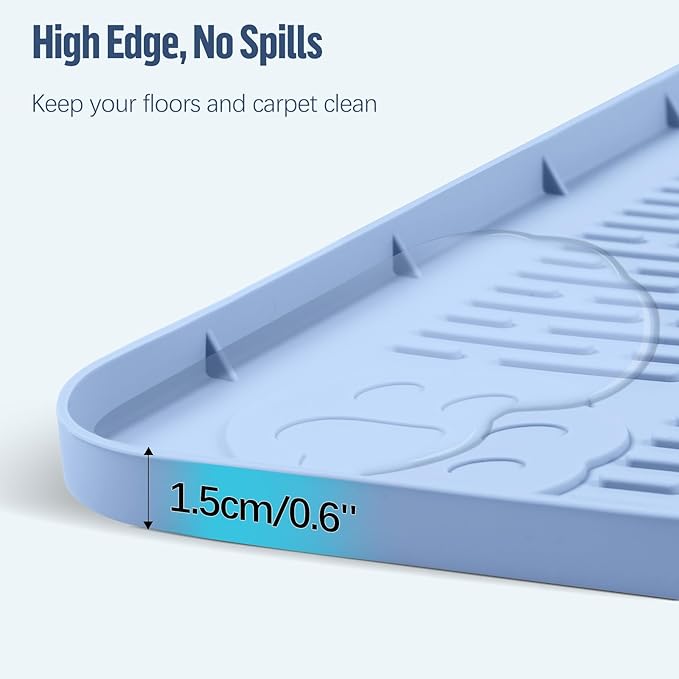 Pee Pad Holder for Dogs, 34" x 22" Silicone Pee Tray Mat Leak-Proof, High Edge, No Spill Pet Pad Holder for Puppy, Cat, Rabbit, Training Pads for Floor Protection, No Pee Pads (Blue)