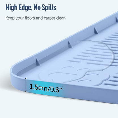 Pee Pad Holder for Dogs, 34" x 22" Silicone Pee Tray Mat Leak-Proof, High Edge, No Spill Pet Pad Holder for Puppy, Cat, Rabbit, Training Pads for Floor Protection, No Pee Pads (Blue)
