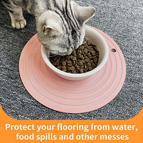 Ptlom Pet Food Mat for Dog and Cat Placemat 2 Pcs, Mat for Prevent Food and Water Overflow, Suitable for Medium and Small Pet, Silicone, 9.5"* 9.5" - Image 5