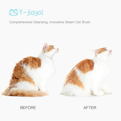 Cat Steam Brush for Shedding,Cat Brushes for Indoor Cats-3-in-1 Self-Cleaning Grooming Tool for Long & Short Haired Cats, Removes Loose Hair & Reduces Shedding,with One-click Cleaning Button (White)