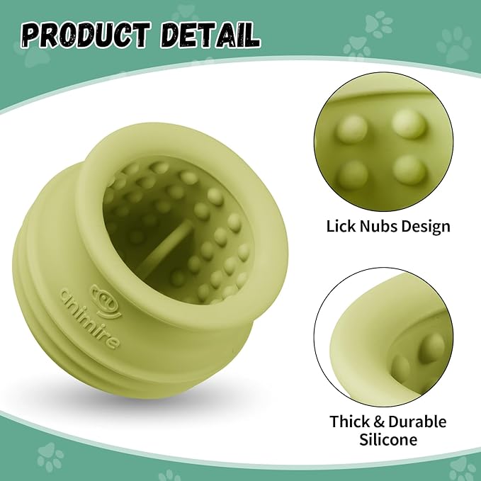 Treat Dispensing Dog Toy, Long-Lasting Interactive Puzzle Toys for Dogs, Stuffable Dog Enrichment Frozen Lick Treat Toy for Boredom, BPA Free Silicone Fetch Catch Chew Toy (Green,M)