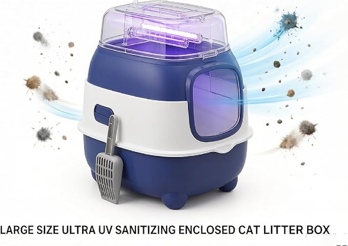 Cat Litter Box – Enclosed Hooded Design, Odor Control & Splash-Resistant, Ultra-Quiet for Kittens & Cats, Easy-Clean, Space-Saving