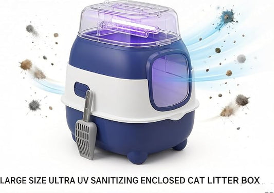 Cat Litter Box – Enclosed Hooded Design, Odor Control & Splash-Resistant, Ultra-Quiet for Kittens & Cats, Easy-Clean, Space-Saving